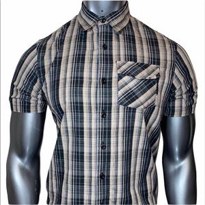 OAKLEY Men's Plaid Button Up Short Shirt Small